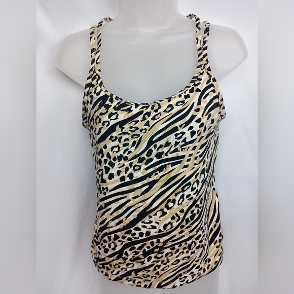 2/$30 PINK Victoria's Secret Black and Cream Fitted Cami Shelf Bra Top (#1,285) - Picture 1 of 6